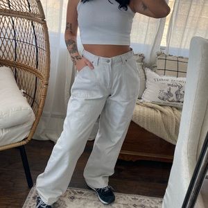 Vintage 90’s High rise baggy cargo style beige jeans size 10